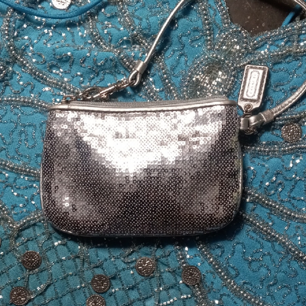 Coach Silver Sequin Women's Wristlet
